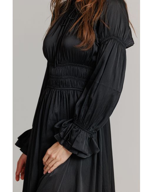 Lou&Up (Formerly Loup Clothing) Black Satin Smock Dress