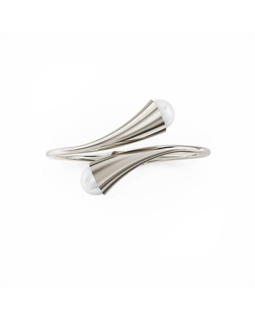 Linda Fiore Metallic Bella Bangle With Large Freshwater Pearls