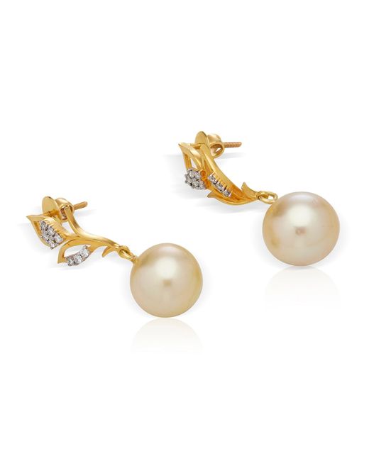 Dhwani Bansal Metallic Avera And Diamond Earrings With South Sea Pearls
