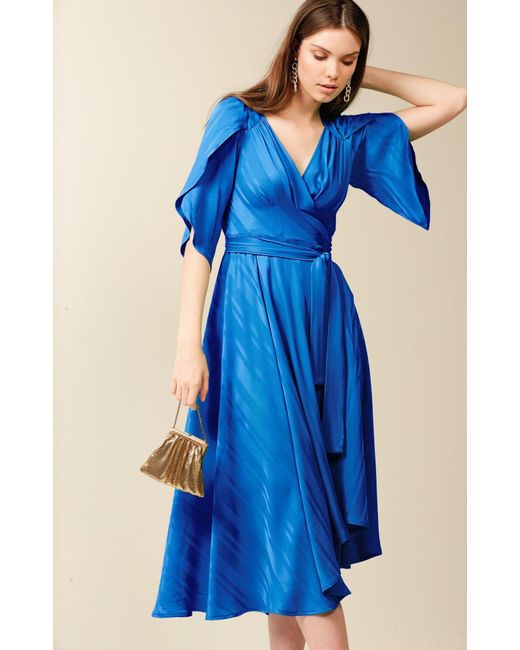 SACHA DRAKE Blue Hanworth House Wrap Dress In Cobalt
