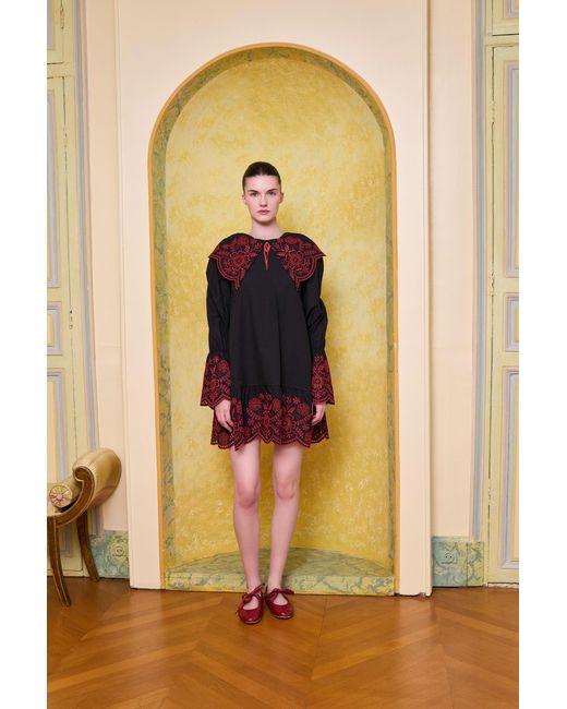 Pcfg Black The Broderie Anglaise Edit Embroidered Detail Mini Dress