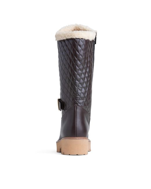 Beautiisoles by Robyn Shreiber Made in Italy Brown Tulsa Leather Lug Sole Winter Boot