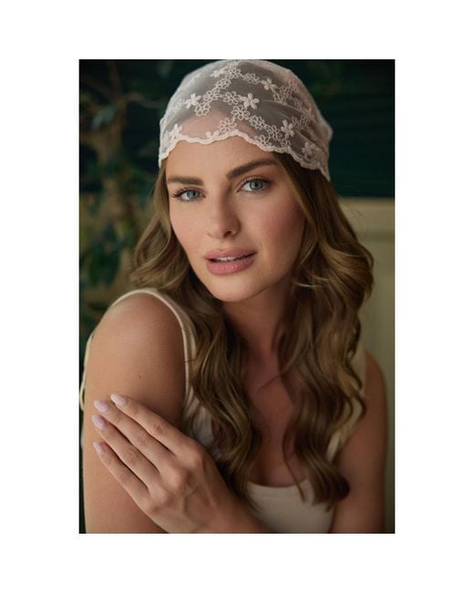 Saachi Pink Embroidered Lace Light Bandana