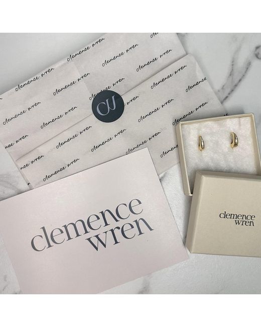 Clemence Wren Metallic Oval Pave Gemstone Huggie Earrings