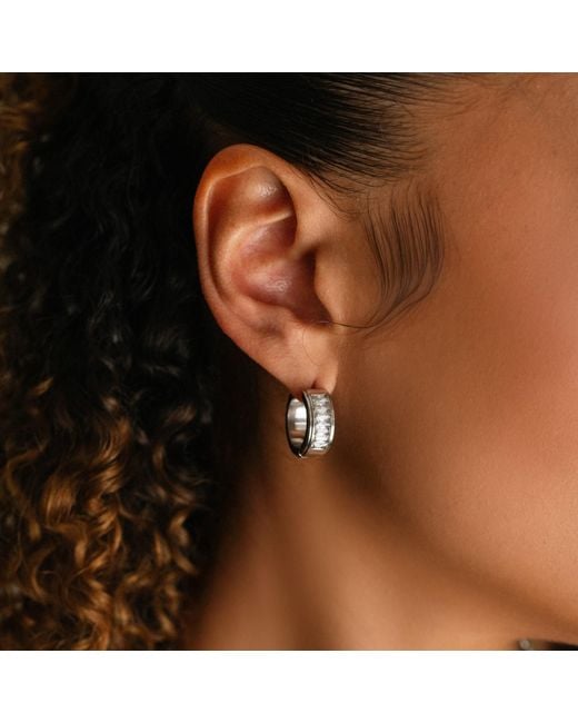 Mickey's Girl Metallic Mini Sparkling Baguette Hoops