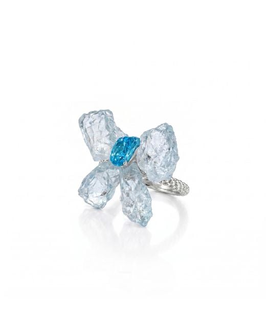 Ormiro Blue Psyche Aquamarine & Apatite Butterfly Ring