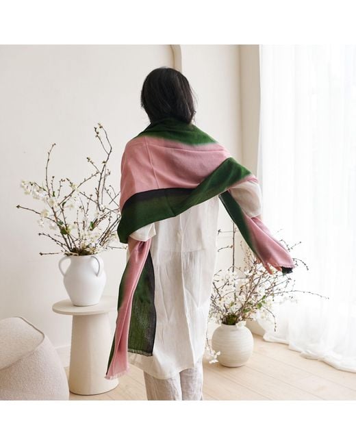 Variously Green Iris Kiwi Cashmere Merino Handwoven Scarf