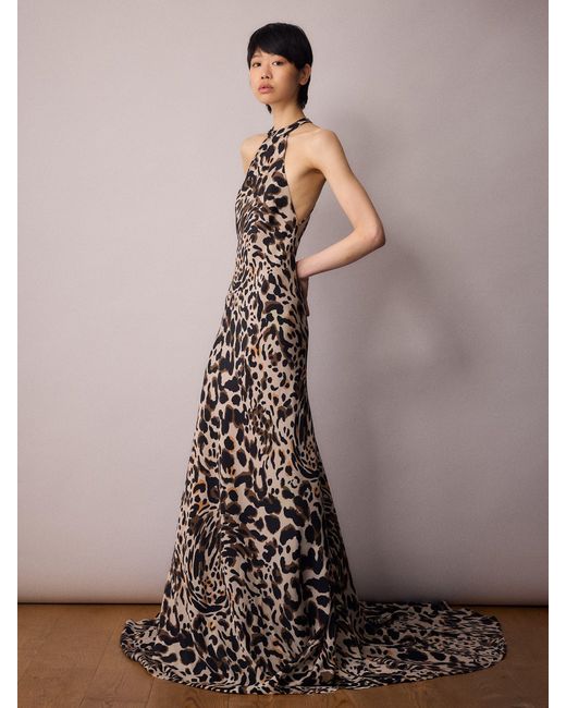 Amanda Thompson Couture Brown Marianne Bias Cut Dress Animal