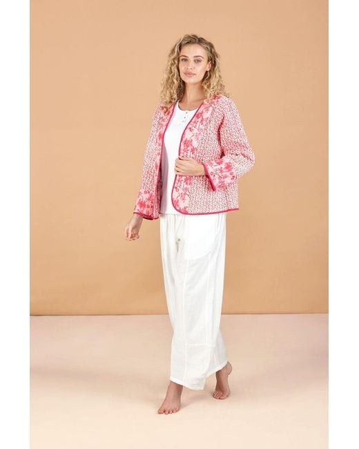Inara Pink Cherry Blossom Reversible Quilted Cotton Jacket