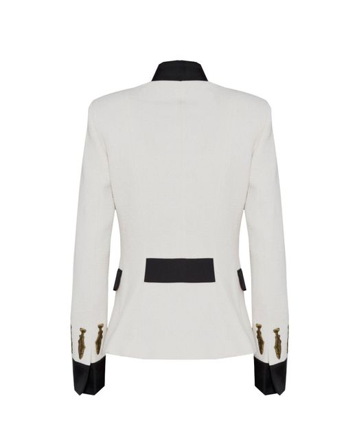 The Extreme Collection White Neutrals Ivory Military Tailored Blazer With Embroidery Nuvola