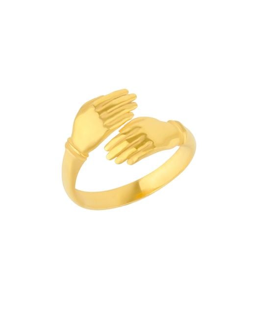 Spero London Metallic New Hug Ring With Hands Sterling & Plated
