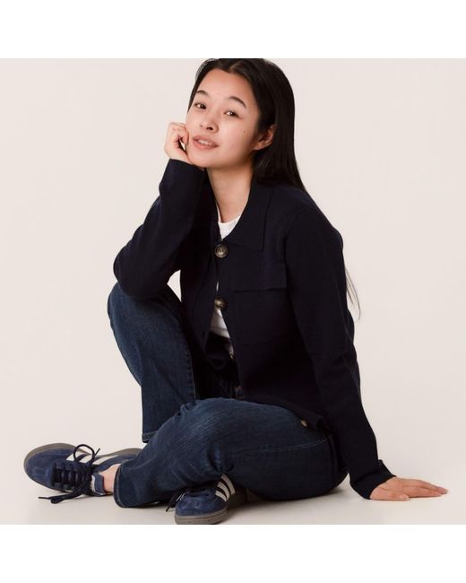 Porridge Knitwear Blue Wool Rebecca Jacket