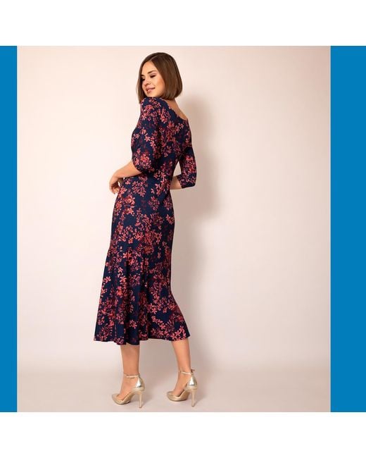 Alie Street London Purple Maxine Asymmetric Dress Bronzed Blooms