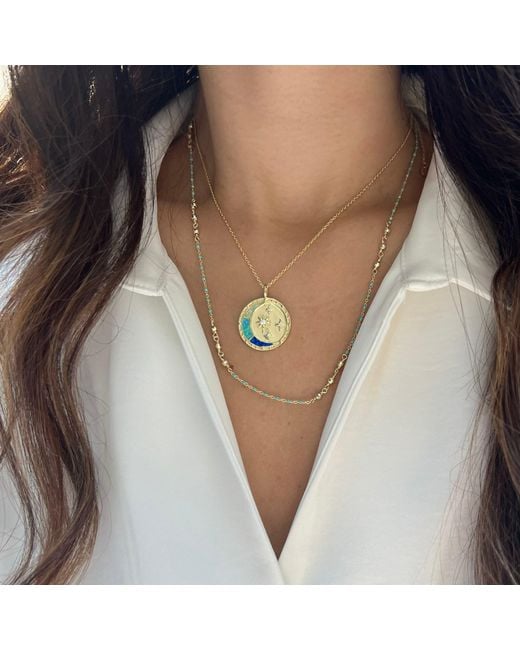 KAMARIA Metallic Opal Moon Dream Medallion Necklace