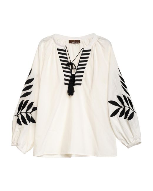 Tantra Spain Sl White Set Of Trousers And Top With Embroidery On Sleeves