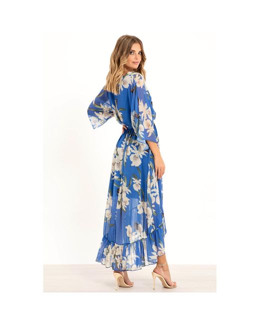 Urban Touch Blue Kimono Wrap Floral Dress _