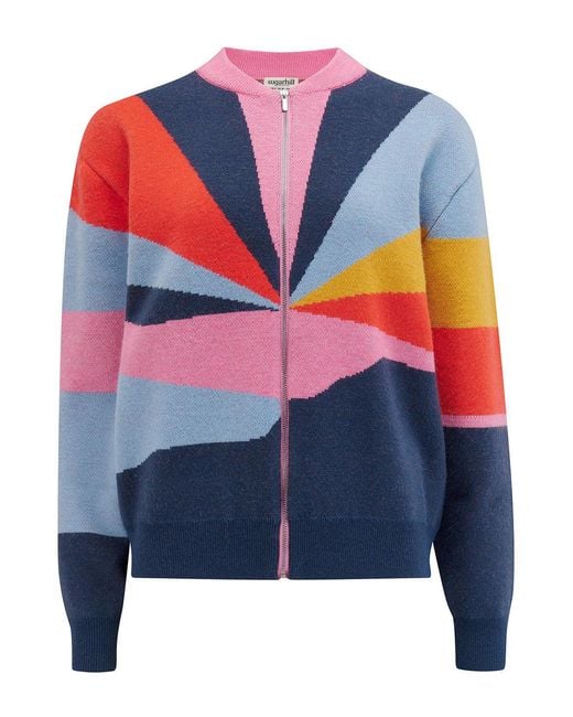 Sugarhill Blue Solana Knitted Bomber Multi, Sunrays