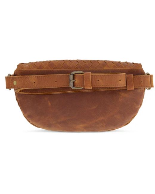 Hides Leather Co. Brown Nexus Woven Leather Belt Bag, Handmade Minimal Saddle Waist Purse