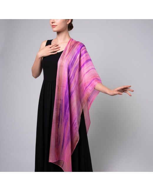 Silk and Bears Purple Rose Orchid Brushstroke Habotai Silk Scarf – Hand-Dyed Mulberry Silk