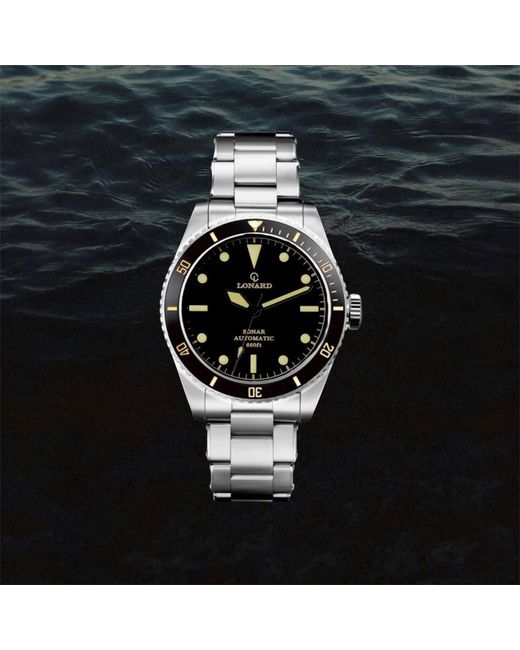 Lonard Watches Metallic Sonar Stainless Steel Oyster Bracelet Diver Watch for men