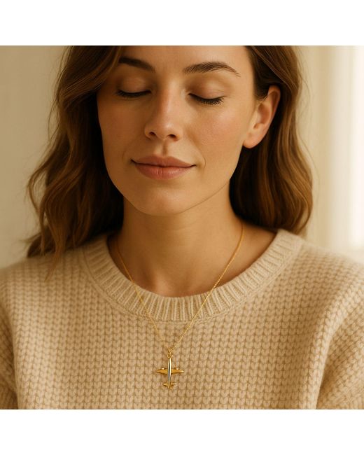 Rejected Hearts Club Metallic Catch Flights & Feelings Airplane Pendant Filled Necklace With Magnetic Clasp