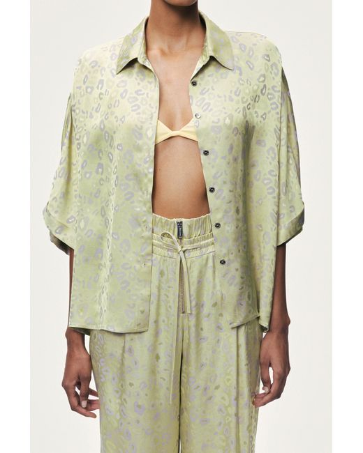 Nocturne Green Leopard Print Shirt
