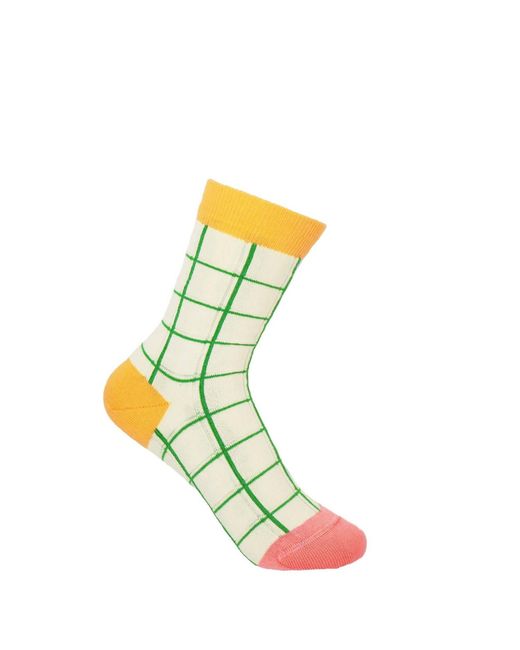 Peper Harow - Made in England Multicolor Zigzag & Cream Grid Socks Two Pack