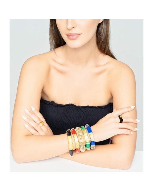 Gold & Honey Black 24K Leaf Lucite Bangle