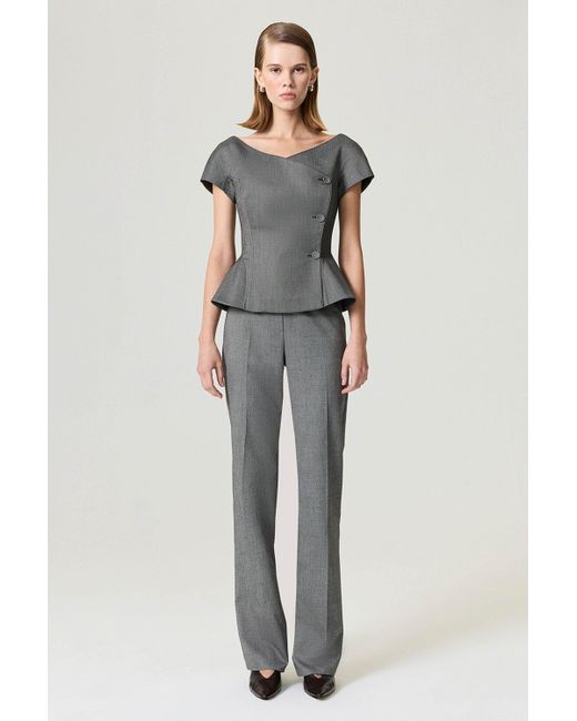 Nocturne Gray Side Slit Tailored Pants