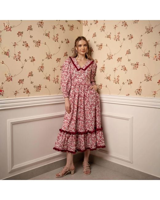 Echo of Pink Pink Delilah Hand Block Print Cotton Dress