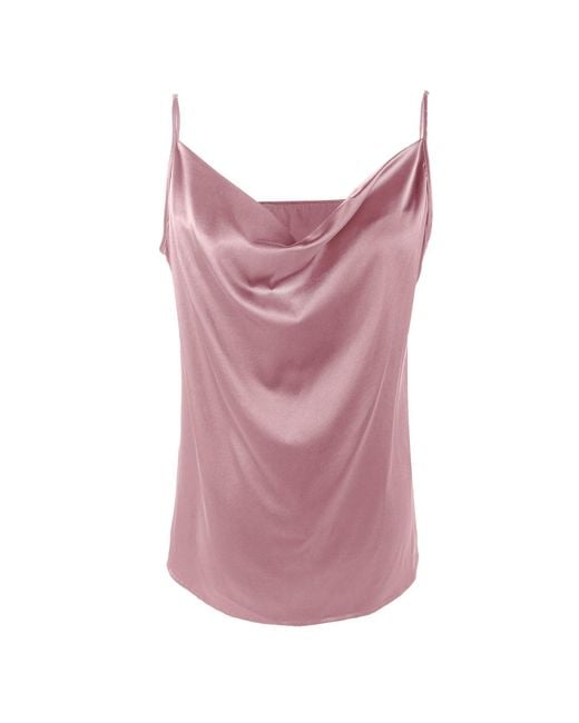 Soft Strokes Silk Purple Pure Mulberry Silk Cowl Neck Camisole, Spaghetti Strap