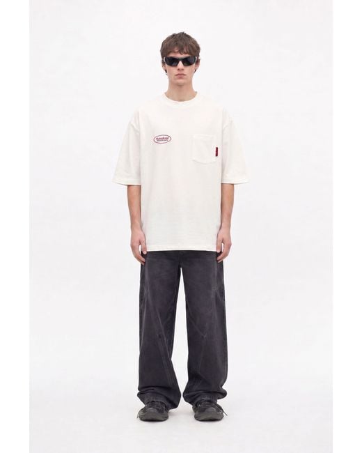 mysimplicated White Neutrals Workwear Ecru Oversized Pocket T-Shirt for men
