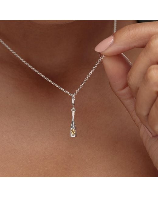 Lily Charmed Metallic Sterling Champagne Bottle Charm Necklace