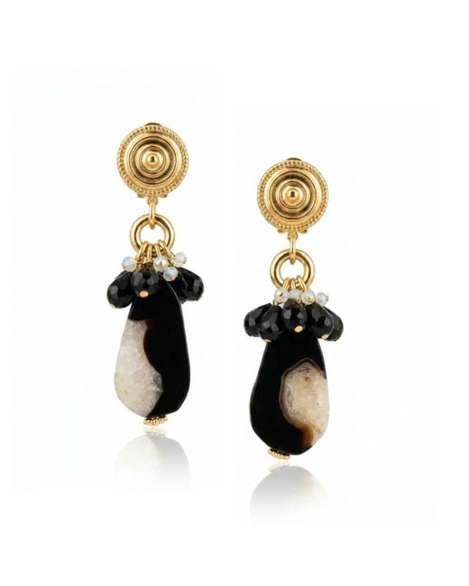 Jaredjamin Black Veda Agate & Crystal Clip-On Statement Earrings