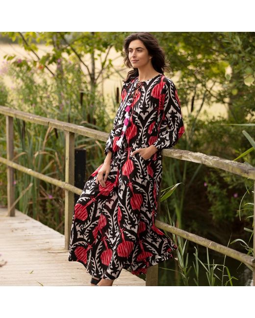 Antra Designs Red The Paloma Cotton Kaftan