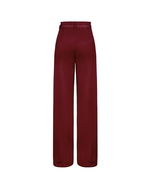 ALINA CERNĂTESCU Red Malbec Set Viscose Burgundy Elegant Work-To-Evening Long Sleeve Top & High-Waisted Pleated Trousers Wth Pockets