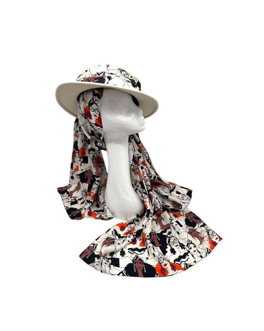 Julia Clancey White Neutrals Ivory Turbanista Fifi Scarf Fedora