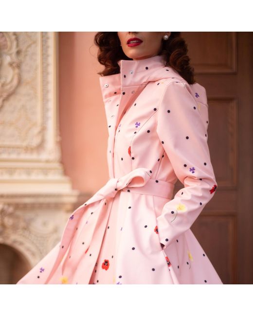 RainSisters Pink Fitted & Flared Coat With A-Line Skirt