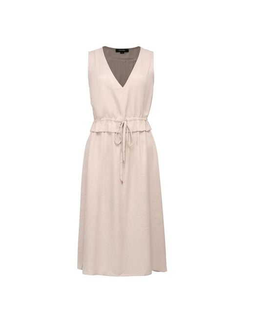 Smart and Joy Natural V-Neckline Adjustable Waist Midi Dress