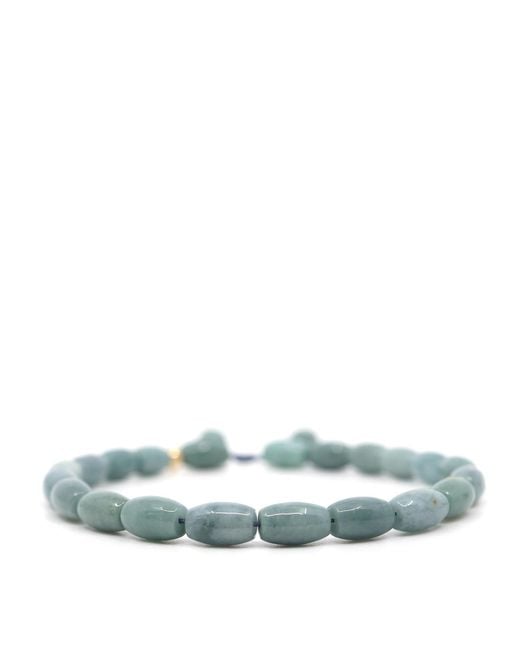 Shar Oke Blue Barrel Jade & 14K Solid Bracelet for men