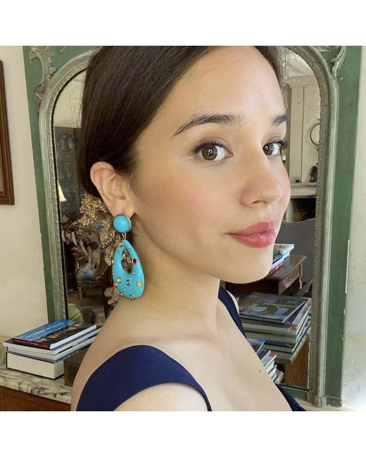 Michael Nash Jewelry Green Estelle Studded Resin Large Hoop Earrings