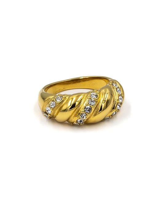Superdivajewellery Metallic Crystal Croissant Ring