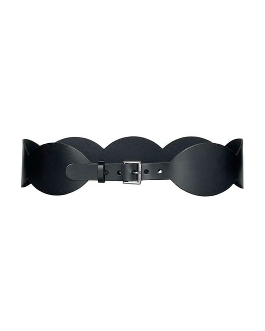 Haute Cuir Blue Scalloped Waist Leather Belt