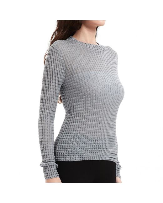 NUAJE NUAJE Gray Auden Merino Wool Mock Neck Top
