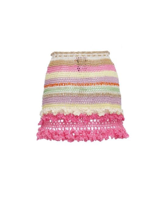Andreeva Pink Malva Handmade Crochet Mini Skirt