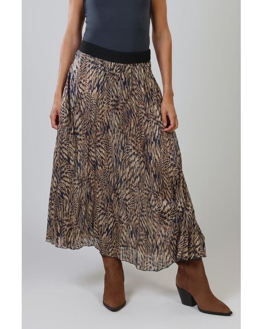 Traffic People Brown A Little Breeze Animal Print Hera Midi Skirt