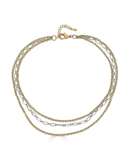 Loni Paul Jewelry Metallic Mixed Metal Delicate Three Strand Necklace