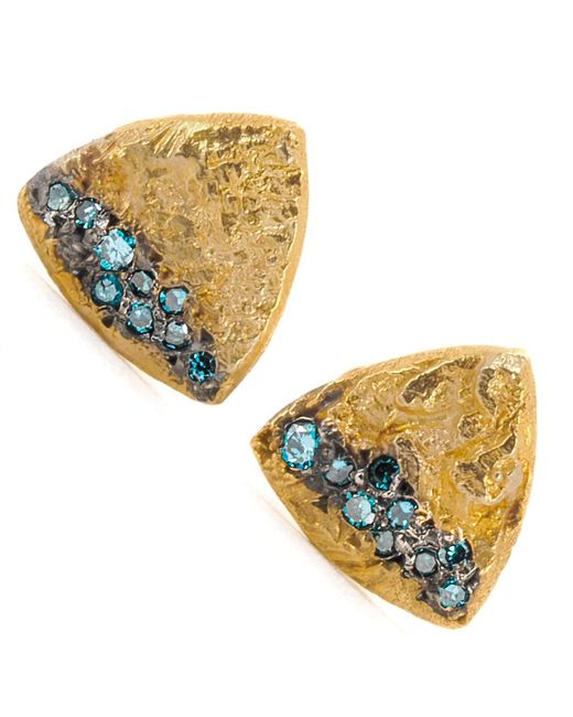 Ebru Jewelry Yellow Nature Triangle Diamond Stud Earring