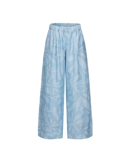 NUAJE NUAJE Blue Rhea Wide Leg Linen Pant