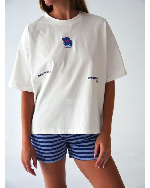 Mind Traveler White Mediterranean Flower T-Shirt